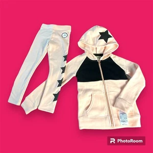 NWT OshKosh B'gosh Girls 6/6X Full Zip Hoodie Star Rose Gold Zipper Pants Set - Picture 1 of 15