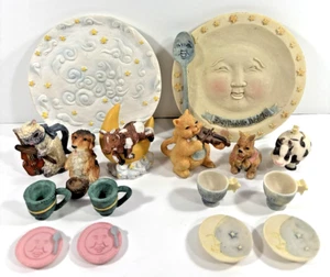 Vintage LOT of 2 "Hey Diddle Diddle" Nursery Rhymes Miniature Tea Sets COMPLETE - Picture 1 of 24