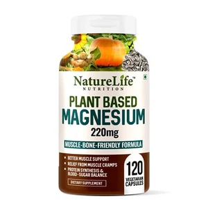 NatureLife Nutrition Plant Based Magnesium Supplement Muscle &Nerve Health 220mg - Picture 1 of 3