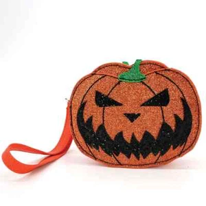 Jack O Lantern Pumpkin Wristlet Purse Clutch Handtasche Glitzer Horror Gothic Geschenk - Bild 1 von 4