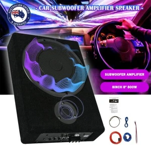 8'' Car Subwoofer Under-Seat 800W Amplifier Speaker Audio Sub Woofer Slim Box - Picture 1 of 12