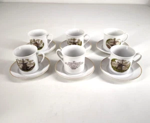 6 Schwarzenhammer Windmills Porzellan Tea Cups w/ Mismatched Saucers - Picture 1 of 8
