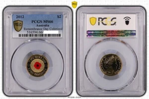 2012 Red Poppy Remembrance $2 Two Dollar Coin PCGS MS66 Gem Unc #3725 - Picture 1 of 1