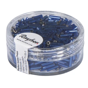 Heringe Glas, 7/2 mm, dunkelblau, mit Besatz silber, Box 15 g - Bild 1 von 2