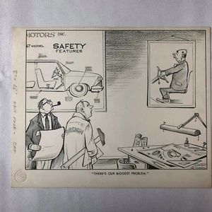 Vintage 1960s Newspaper Comic Illustration Art Drawing Car Design Designer  - Picture 1 of 9