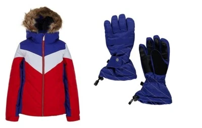 Conjunto Spyder 2 peças meninas esqui snowboarding jaqueta Lola e luvas de síntese tamanho 10 novo com etiquetas - Imagem 1 de 4