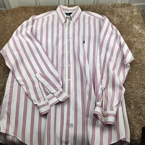 Ralph Lauren Polo Men's Classic Fit Button Down Pink White Check Shirt Large - Picture 1 of 8