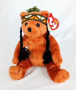 TY Beanie Baby - LITTLE FEATHER the Bear - Thanksgiving - Indianer Plüsch - Bild 1 von 9