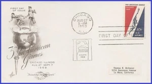 USA5 #C56 ADDR ARTCRAFT FDC   Pan-American Games - Picture 1 of 1