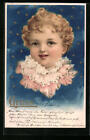 Kindergesicht vor Sternenhimmel, Ansichtskarte 1900 