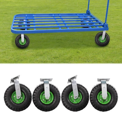 4 Stück Schwerlast 10 Zoll Laufräder Gummi Lenkrolle aufblasbare Räder - Bild 1 von 4