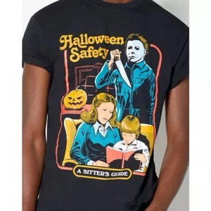 Michael Myers Halloween Safety A Sitters Guide T Shirt Adult Medium Black Rhodes - Picture 1 of 13