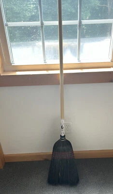 55"Natural Fiber Bristle Yucca Corn Black Parlor Broom & Wood Handle_Amish Made - Image 1 of 3
