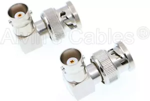 2x Right Angle Convert Connectors for 12G HD SDI BNC Coaxial Cable One Set SYNC - Picture 1 of 6