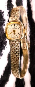 Reloj Hamilton vintage de cuarzo enchapado en oro de 10k para mujer - Imagen 1 de 12