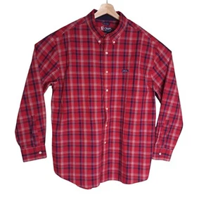 Ralph Lauren Chaps Men's Size XL Shirt Red Plaid Striped Long Sleeve Button Up - Picture 1 of 13