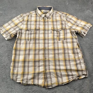 Carhartt Shirt Mens XL Brown Yellow Pearl Snap Relaxed Fit Western Bozeman - Picture 1 of 11