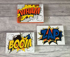 Wham Zap Boom! Comic Strip Wall Plaques Kids Bedroom Decor