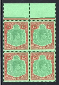 1938-51 Leeward Isl. SC#114. SG#113c. Mint, Never Hinged, XF Marginal Block of 4 - Picture 1 of 2