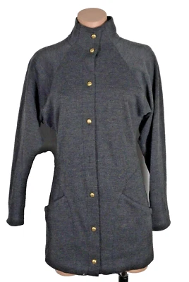 Винтажный шерстяной блейзер 1970-х Pierre Dalby размер M военный с ложным вырезом темно-серый - Изображение 1 из 4