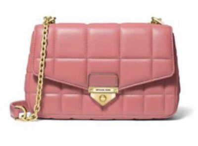 Nuevo Bolso de Hombro Michael Kors Para Mujer Rosa Cadena Soho Cuero Acolchado Bloqueo a Presión Foto 1 de 4