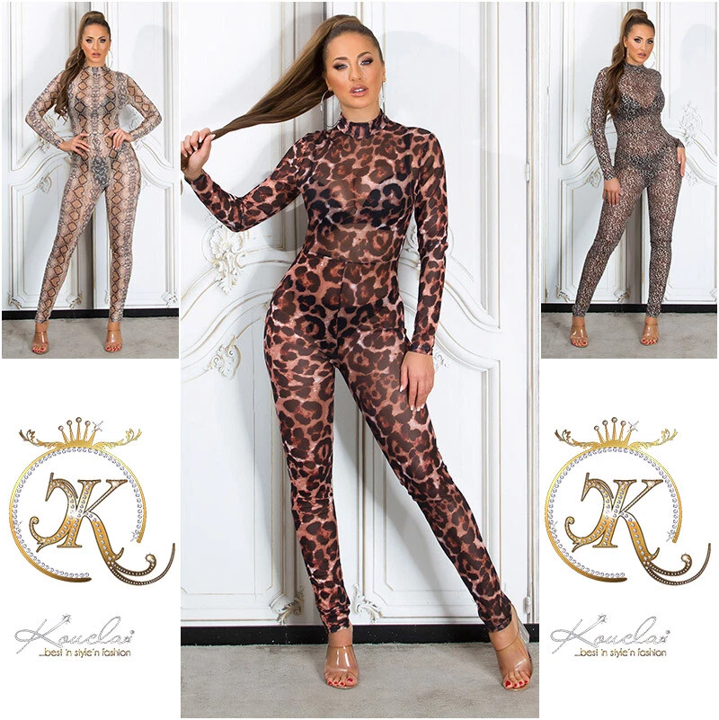 Koucla Damen Overall Party transparent Jumpsuit Animal Look Milax-Fashion - Bild 1 von 1