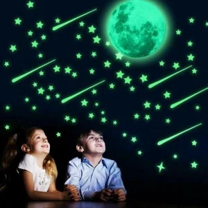 435Pcs Glow In The Dark Luminous Stars Moon Dot Wall Stickers Decals Room Decor - Picture 1 of 3