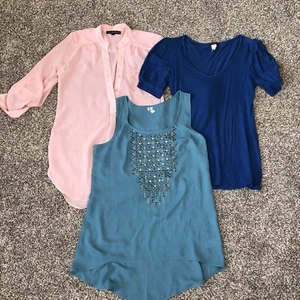 Womens Pink Sheer Blouse Western Aztec Tank Top Blue Maurices T-Shirt Size S - Picture 1 of 12