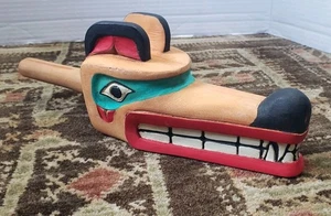 Vtg Puyallup Native American Cedar Rattle R. Wright Jr. Native Dancer Rattle  - Picture 1 of 21