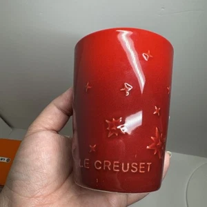Le Creuset Stoneware Star Relief Short Tumbler 220ml Cerise Set Of 2 NEW - Picture 1 of 6
