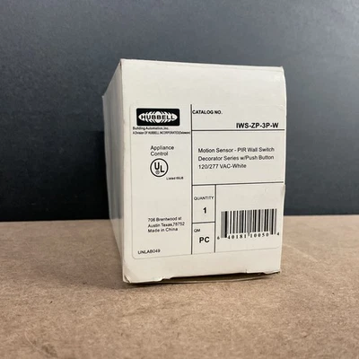 Hubbell IWS-ZP-3P-W Motion Sensor PIR Wall Switch ( Decorator Series ) White - Image 1 of 4
