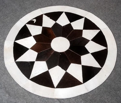 Cowhide Round Patchwork Carpet Handmade Cowhide Carpet  Home Décor Carpet 17 - Image 1 of 4