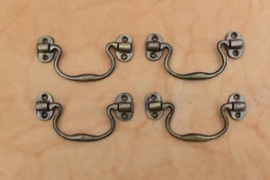 Cajón de puerta vintage de hierro fundido pintado dorado cajón tirador de la manija de caída 4 piezas - Imagen 1 de 9