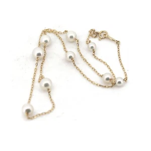 MIKIMOTO Necklace: Akoya Pearl 4.5-6.3mm Yellow Gold 18K L37cm w/oBox - Picture 1 of 4