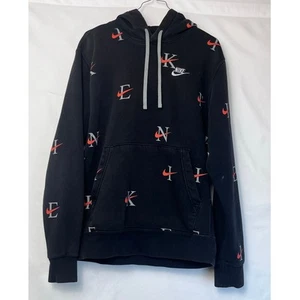 Nike Youth Size Small Black NSW Club AOP Pullover Athletic Hoodie DV9601-011 - Picture 1 of 7