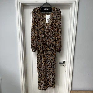 Vestido Zara Para Mujer Grande Multicolor Floral Calce y Acampanado Midi Maxi Mangas Largas - Imagen 1 de 14