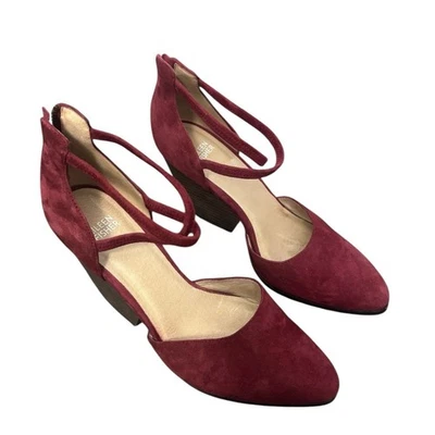 Zapatos de salón Eileen Fisher Tilda de cuero de gamuza roja con tacón apilado talla 9 Foto 1 de 4