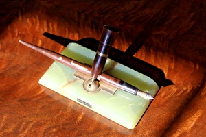 De Colección SHEAFFERS Pluma Estilográfica JUEGO DE ESCRITORIO DE POR VIDA 14K 2 Tonos Nuevo en Caja Base de Mármol - Imagen 1 de 4