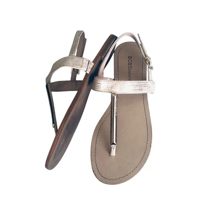 Sandalia BCBGeneration Slingback para mujer 7,5 imitación piel de serpiente dorada crema sandalia Foto 1 de 4