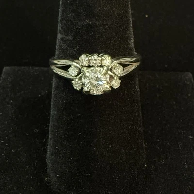 14K White gold natural Old Cut diamonds ring - Image 1 of 4