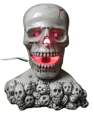 Great Vintage Pottery Large Scary Red Skull Halloween Prop Lamp Light  - Image 1 of 4