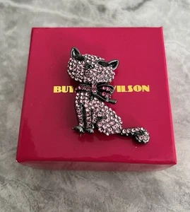 Butler and Wilson Pink crystal Cat Brooch perfect condition in box - Picture 1 of 6