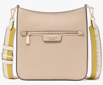 Bolso Bandolera Kate Spade Hudson Mensajero Cuero Beige KF856 Cartera Nuevo con Etiquetas $258 F Foto 1 de 4