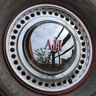 Austin Healey Sprite Wheel Trim Set of 4– Exclusive Round Hole Design. - Image 1 of 4