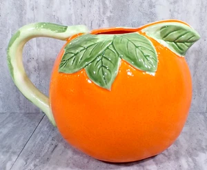 Vintage 1983 Mann Citrus Orange Pitcher Ceramic Glazed Finish Fruit Shape - Picture 1 of 14