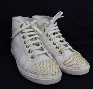 Zapatillas altas de cuero blancas/doradas con logotipo LV talla 35/US5 para mujer LOUIS VUITTON - Imagen 1 de 24