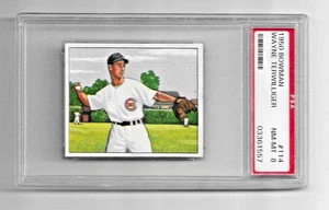 1950 BOWMAN BASEBALL CARD #114 WAYNE TERWILLIGER RC PSA 8 NQ MLB CHICAGO CUBS - Picture 1 of 5