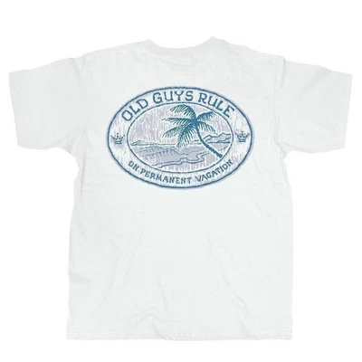 Nueva CAMISETA VIEJA REGLA VACACIONES PERMANENTES, blanca, palmeras Foto 1 de 2