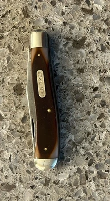 Schrade USA Linerlock Trapper Knife Old Timer Delrin 194OT Vintage - Image 1 of 4