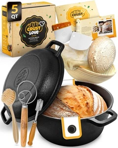 Cast Iron Dutch Oven for Bread Baking - incl. Sourdough Bread-Baking Supplies... - Picture 1 of 7